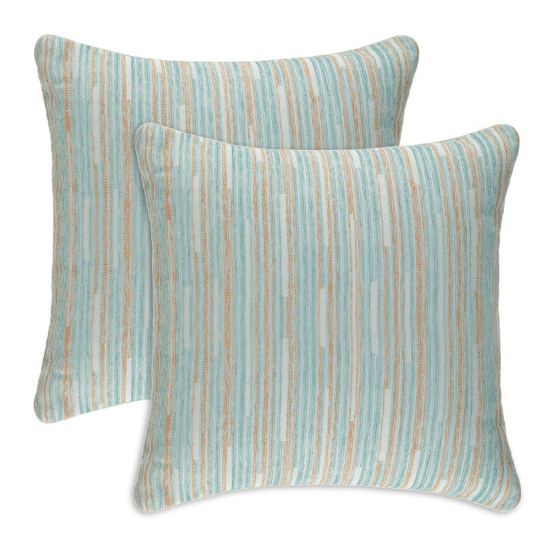 Yeiotsy Pillow Cases Blue, Pack of 2, Decorative Throw Pillow Covers Striped Bohemia Couch Cushion Covers for Sofa Home Decor (Light Blue, 18 X 18 Inches) - Image 1
